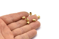 20 Pcs Raw Brass Oval Industrial Findings, Spacer Beads (6x5 Mm) D0024