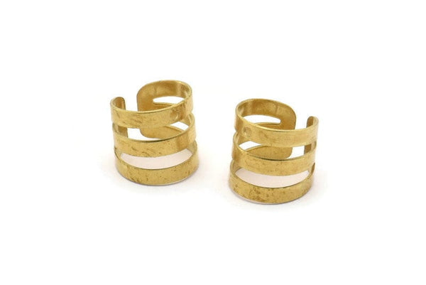 Wide Ear Cuff, 30 Raw Brass Ear Cuffs With One Hole Round  Findings (9mm) Brs 001  D0036