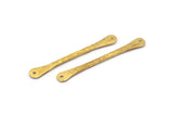 Brass Hammered Connector, 6 Raw Brass Hammered Connectors With 2 Holes (48.5x6x2.1mm) D0050