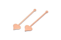 Copper Heart Blank, 24 Raw Copper Spade Blanks, Stamping Blanks (40x9x0.80mm) M02026