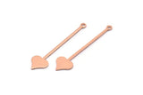 Copper Heart Charm, 24 Raw Copper Spade Charms With 1 Hole (40x9x0.80mm) M02027