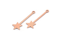 Copper Star Charm, 24 Raw Copper Star Charms With 1 Hole (30x9x0.80mm) M02030