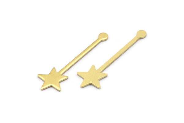 Brass Star Blank, 24 Raw Brass Star Blanks, Stamping Blanks (30x9x0.80mm) M02053