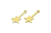 Brass Star Charm, 50 Raw Brass Star Charms With 1 Loop (20x9x0.80mm) M02050