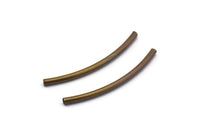 Brass Noodle Tube Beads, 50 Antique Brass Curved Long Tube Findings, Choker Charms, Bracelet Findings (34x2mm)  BRC306