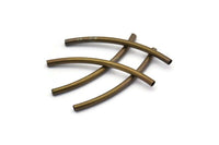 Brass Noodle Tube Beads, 50 Antique Brass Curved Long Tube Findings, Choker Charms, Bracelet Findings (34x2mm)  BRC306