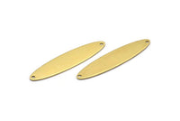 Brass Oval Connectors, 12 Raw Brass Oval Connectors With 2 Holes, Findings (45x10mm) B0165