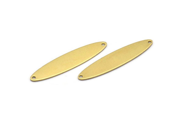Brass Oval Connectors, 12 Raw Brass Oval Connectors With 2 Holes, Findings (45x10mm) B0165