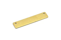 Brass Rectangle Bar, 10 Raw Brass Rectangle Connectors With 2 Hole, Findings (10x45x0.80mm) B0195