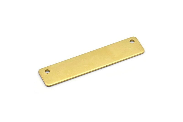 Brass Rectangle Bar, 10 Raw Brass Rectangle Connectors With 2 Hole, Findings (10x45x0.80mm) B0195