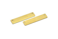Brass Rectangle Bar, 10 Raw Brass Rectangle Connectors With 2 Hole, Findings (10x45x0.80mm) B0195