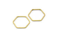 Hexagon Ring Charm, 50 Raw Brass Hexagon Shaped Ring Charms (14x0.6x0.8mm) Bs 1236