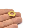 Brass Hexagon Tag, 12 Raw Brass Hexagon Stamping Blank Tag Charms With 2 Holes, Connectors, Findings (20x0.80mm) D0121
