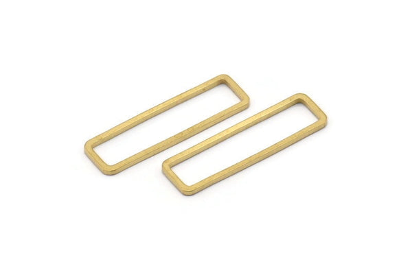 Brass Rectangle Connector, 25 Raw Brass Open Rectangle Connectors (7x26x1mm) D0166