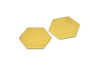 Brass Hexagon Tag, 12 Raw Brass Hexagon Stamping Blanks Without Holes  (20x0.80mm)  D0093