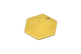 Brass Hexagon Charm, 12 Raw Brass Hexagon Charms With 1 Hole (20x0.80mm) D0095