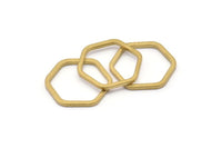 Brass Hexagon Ring, 12 Raw Brass Hexagon Pendant Connector Rings (25x2x2mm) D0136