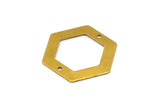 Brass Hexagon Charm, 10 Raw Brass Hexagon Stamping Blank With 2 Hole (30x0.80mm) D0122