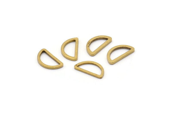Brass Half Moon - 50 Raw Brass Open Semi Circle Connectors (6x11x1mm) D0009