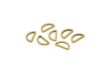 Brass Half Moon - 50 Raw Brass Open Semi Circle Connectors (6x11x1mm) D0009