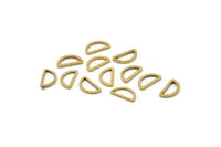 Brass Half Moon - 50 Raw Brass Open Semi Circle Connectors (6x11x1mm) D0009