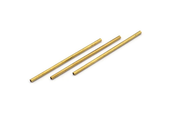 Brass Plain Tubes - 50 Raw Brass Tube Beads (1.5x40mm) D0203
