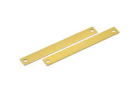 Brass Rectangle Bar, 10 Raw Brass Bracelet Blanks With 2 Holes (9x80x0.80mm) D0188