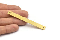 Brass Rectangle Bar, 10 Raw Brass Bracelet Blanks With 2 Holes (9x80x0.80mm) D0188