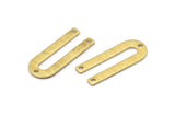 Brass U Shape Charm, 24 Textured Raw Brass U Shaped Charms With 3 Holes (22x9x0.80mm) M02097
