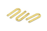 Brass U Shape Charm, 24 Textured Raw Brass U Shaped Charms With 3 Holes (22x9x0.80mm) M02097