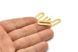 Brass U Shape Charm, 24 Textured Raw Brass U Shaped Charms With 3 Holes (22x9x0.80mm) M02097