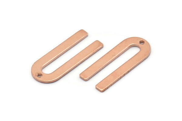 Copper U Shaped Charm, 24 Raw Copper U Shaped Charms With 1 Hole (22x9x0.80mm) M02099