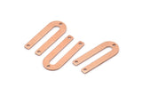 Copper U Shaped Charm, 24 Raw Copper U Shaped Charms With 3 Holes (22x9x0.80mm) M02100