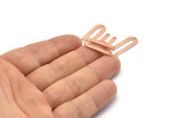 Copper U Shaped Charm, 24 Raw Copper U Shaped Charms With 3 Holes (22x9x0.80mm) M02100