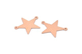 Copper Star Charm, 12 Raw Copper Star Charms With 2 Loops (27x22x0.80mm) M02117