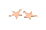 Copper Star Charm, 24 Raw Copper Star Charms With 2 Loops (22x16x0.80mm) M02115