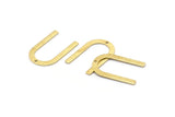 Brass U Shape Charm, 24 Textured Raw Brass U Shaped Charms With 1 Hole (26x17x0.80mm) M02085