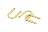 Brass U Shape Charm, 24 Textured Raw Brass U Shaped Charms With 3 Holes (26x17x0.80mm) M02086