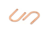 Copper U Shape Charm, 24 Raw Copper U Shaped Charms With 3 Holes (26x17x0.80mm) M02089