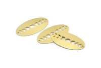 Brass Oval Connector, 8 Raw Brass Oval Moon Phases Connectors With 2 Holes, Charms, Earrings, Findings (35x19x0.80mm) M02091