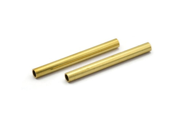 Industrial Long Tubes - 5 Raw Brass Industrial Long Tube Findings, (50x5mm) D0184