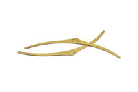 Brass Chevron Choker - 3 Raw Brass Chevron Collar Findings With 2 Holes (145x0.80mm)   D0196