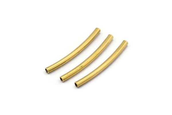 Raw Brass Tube, 100 Raw Brass Curved Tubes (1.5x20mm) D0279