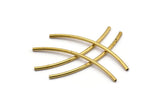 Noodle Tube Beads, 50 Raw Brass Curved Tube Beads (1.5x40mm) D0283