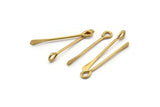Paddle Eye Pins, 12 Raw Brass Paddle Eye Pins (30x1.2mm) D0385