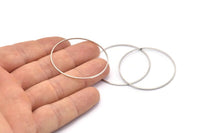 40mm Silver Rings - 24 Silver Brass Circle Connectors (40x0.8mm) D0392