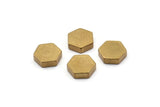 Brass Hexagon Charm, 12 Raw Brass Hexagon (10x3mm) D0372
