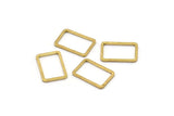 Open Rectangle Connector, 50 Raw Brass Rectangle Connectors, Charm (9x13x0.8mm) D0327