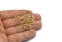 Open Rectangle Connector, 50 Raw Brass Rectangle Connectors, Charm (9x13x0.8mm) D0327