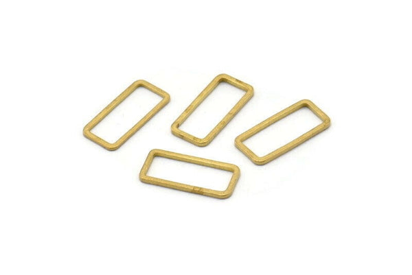 Brass Rectangle Connector, 50 Raw Brass Open Rectangle Connectors (7x15x0.8mm) D0326
